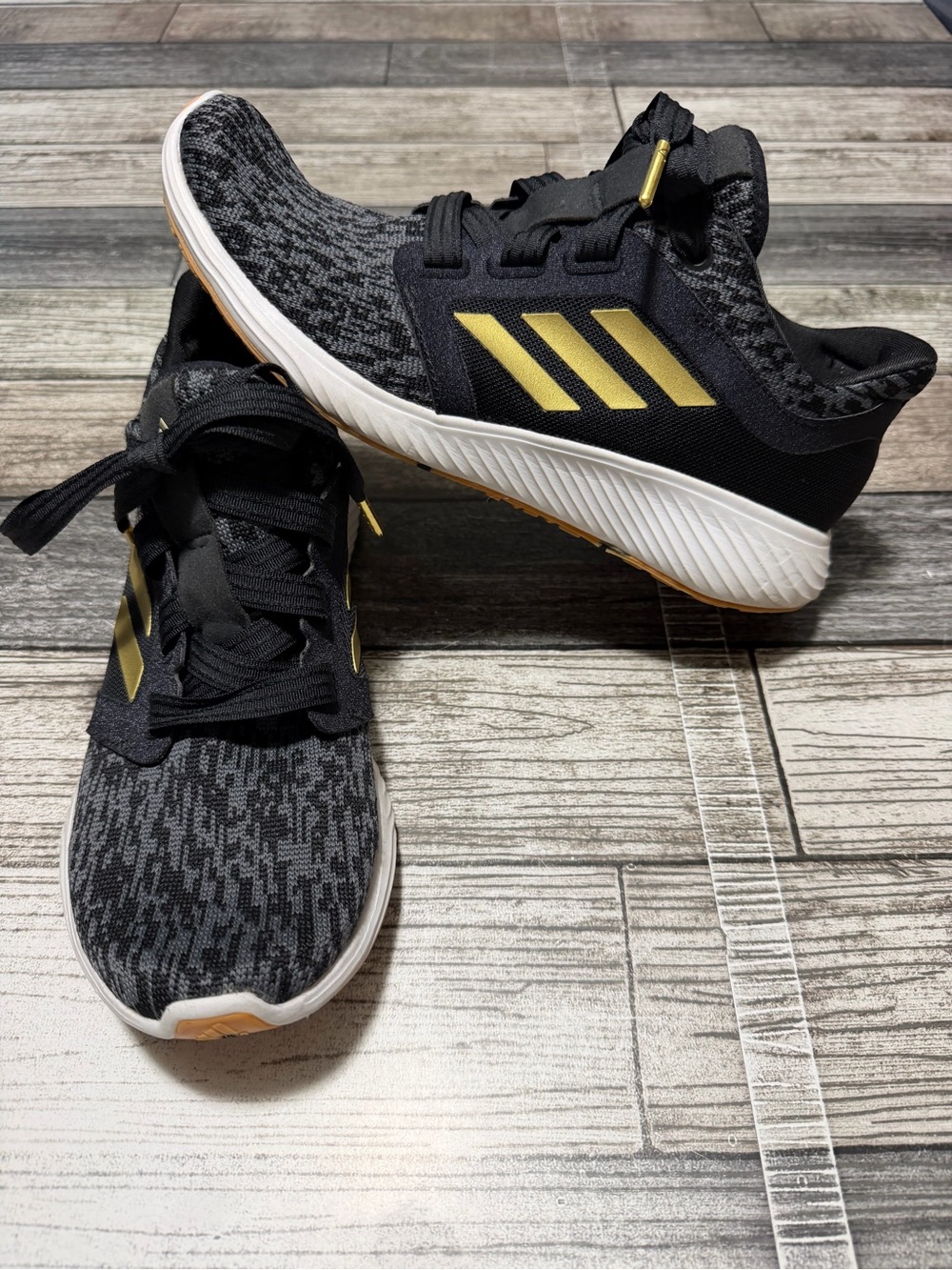 Adidas Bounce Shoes Women’s 9 Black Gray Gold Mesh Running Sneakers Athletic